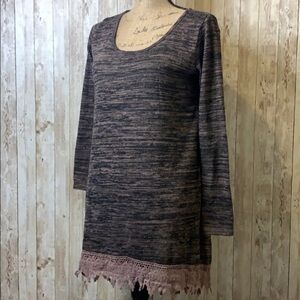 Pinkblush Sweater with Lace Fringe